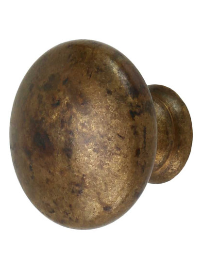 Classic Round Knob - 1.18 inch Diameter in Antique Brass Distressed.